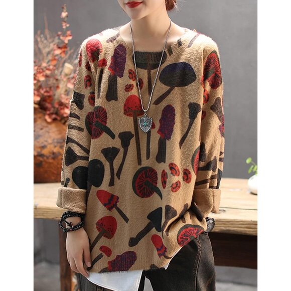 Women Christmas Sweater Graphic Print Oversized Pullover Picture 65 Loose Top - Picture 2 of 4